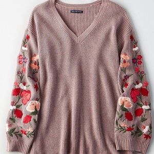 American Eagle Embroidered Bell Sleeve Sweater